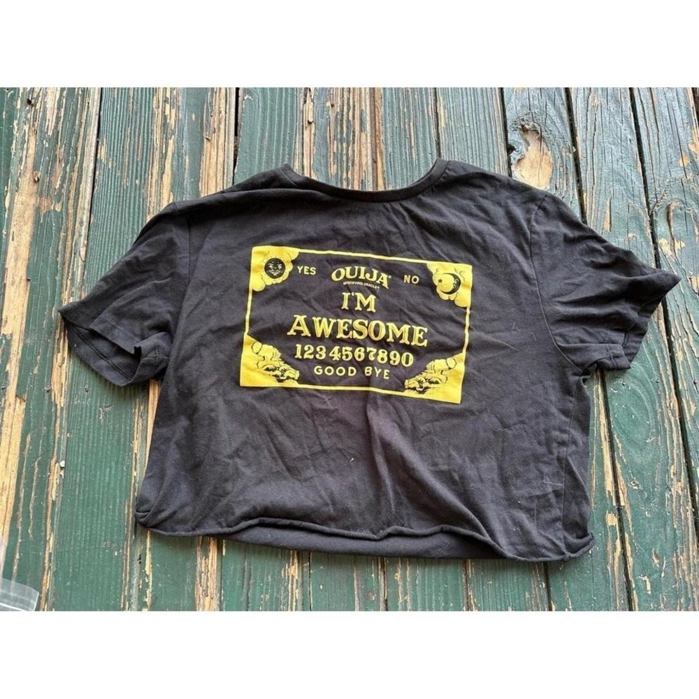 Womens Black Ouija I Am Awesome Graphic Crop Top T Shirt